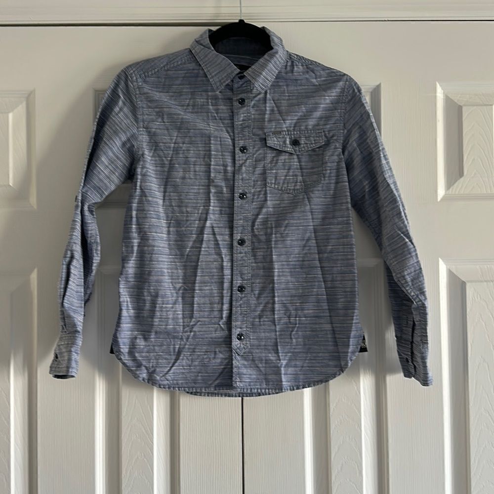 Buffalo David Bitton Boys Blue Striped Button Down Shirt